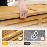 VINGLI 47 Gallon Wood Deck Box, Outdoor Storage Box for Tools, Toys, Patio Storage Bench Container for Backyard, Porch, Garden (Natural) VINGLI