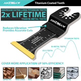 AMZBSAW 16 PCS Titanium Oscillating Saw Blades Metal Cutting, Universal Multitool Blades for Metal Nails Hard Material and Wood Plastic, Multi Tool AMZBSAW