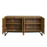 QEIUZON Modern Sideboard Cabinet, Accent Storage Cabinet with Rattan Doors and Adjustable Shelves, Freestanding Sideboard Storage Cabinet for Kitchen QEIUZON