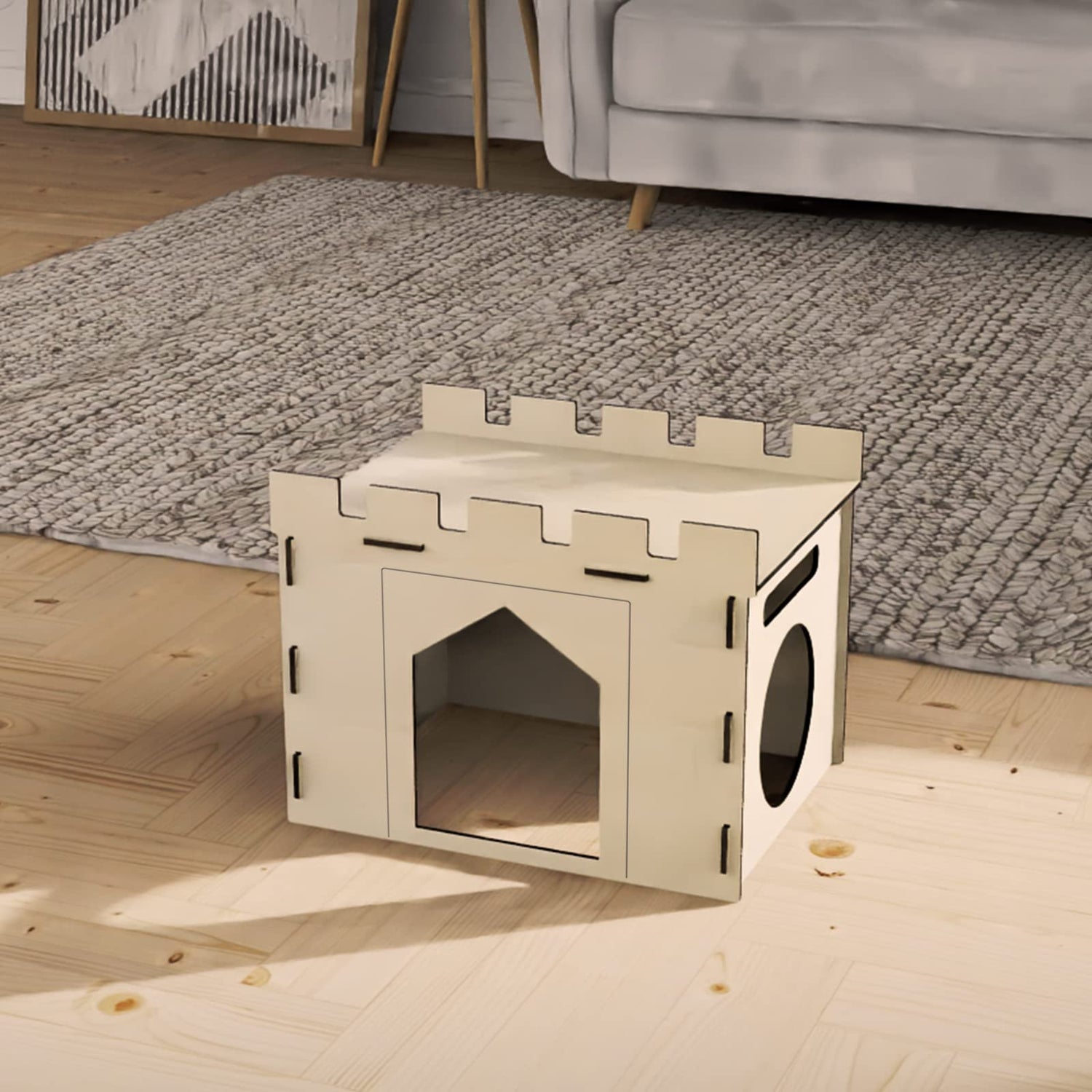 HIIMALEX Sturdy Bunny House with Spacious Perch Hidey Detachable Playhouse for Rabbit Hideout Castle Tower Toys for Indoor Bunnies Guinea Pig Hamster HIIMALEX