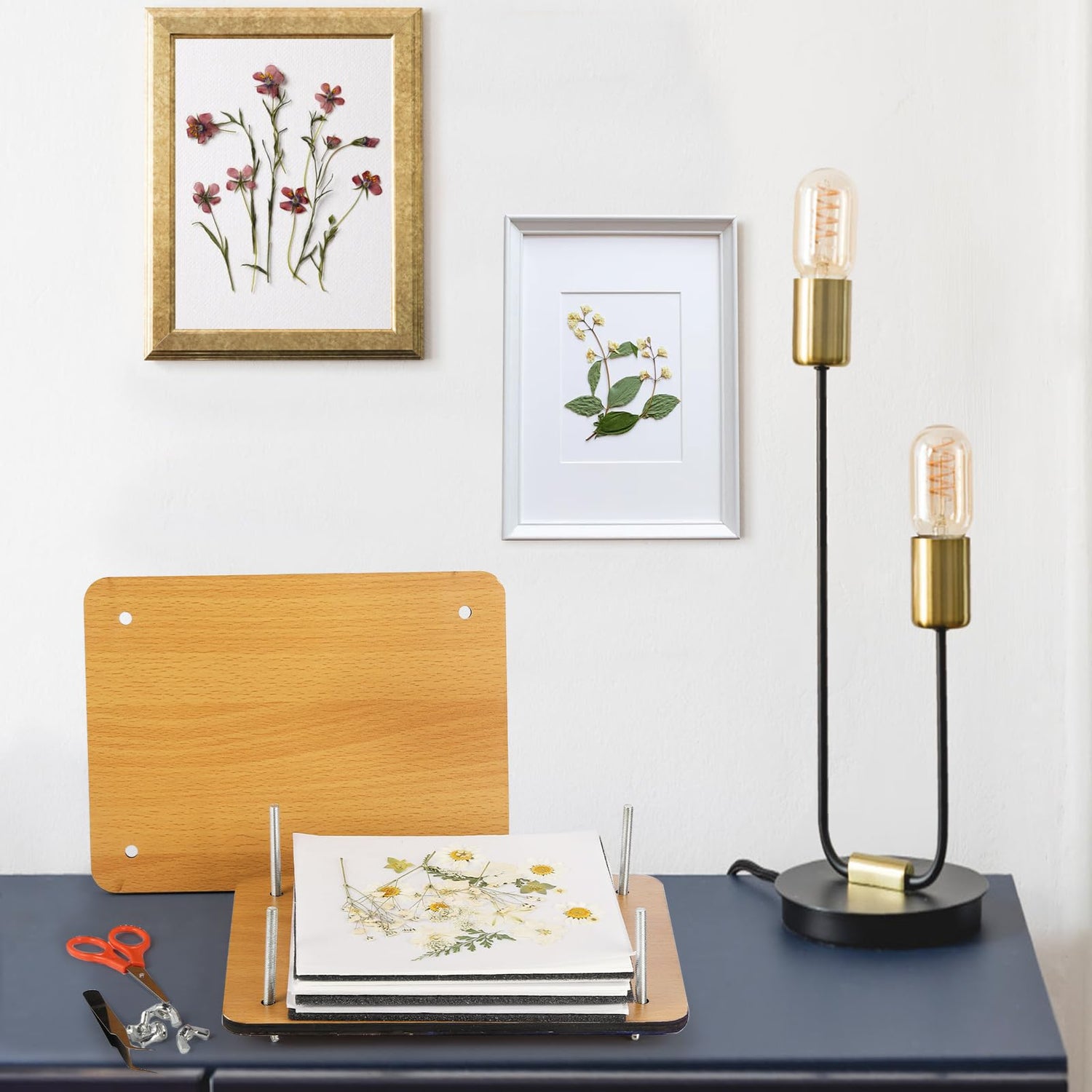 Noamus Flower Press Kit, 7" x 9.5" 6-Layer Wooden Leaves Pressing Kit for Adult, Solid Wood Book Pressed Plant Preservation Kit, DIY Arts Dried Noamus