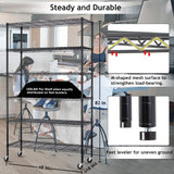 Dkelincs 6 Tier Storage Rack Metal Wire Shelf Unit Height Adjustable NSF Heavy Duty Garage Rack with Wheels 48" x 18" x 82" Commercial Grade Utility Dkeli