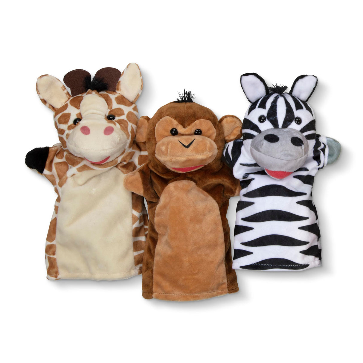 Melissa & Doug Safari Buddies Hand Puppets, Set of 6 (Elephant, Tiger, Parrot, Giraffe, Monkey, Zebra) - Soft, Plush Animal Hand Puppets For Toddlers Melissa & Doug