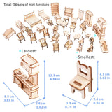 3D Wooden Dollhouse Furniture Puzzle DIY House Room Miniature Furniture Sets Puzzle Gift for Kids,House DIY Accessories and Furniture ROEOLNIL