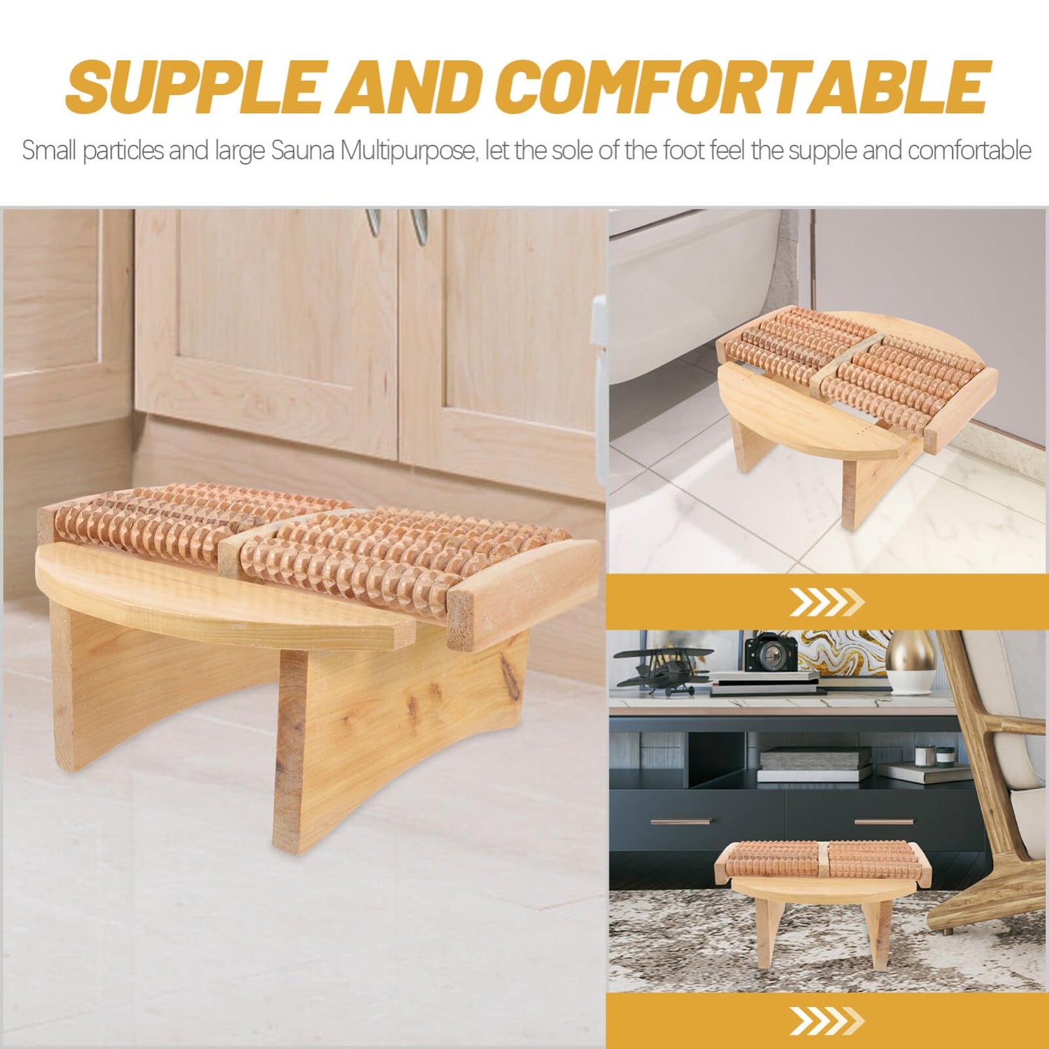 Feet Massager Sauna Stool Solid Foot Rest Under Desk Footrest Wood Massage Tools DOITOOL