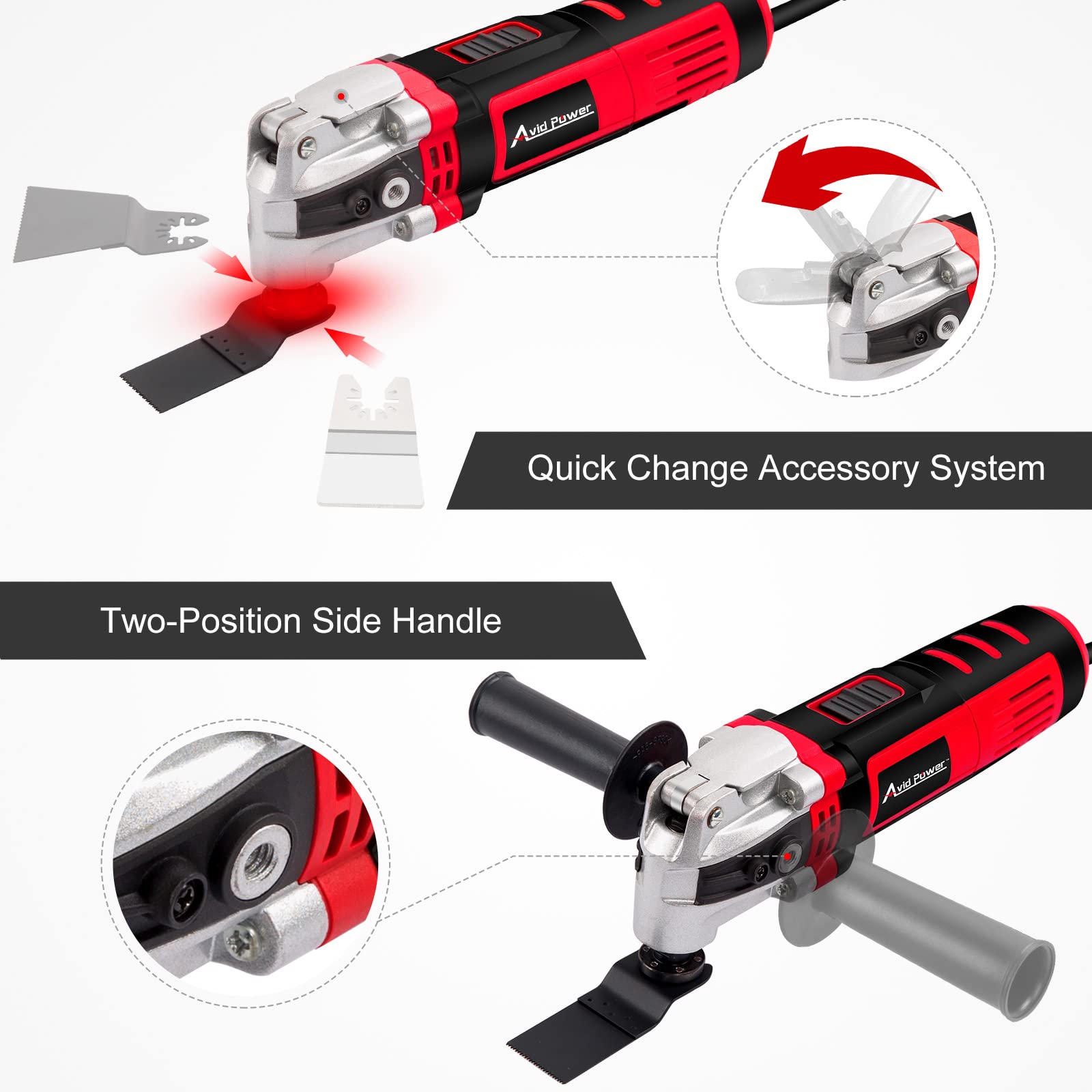 AVID POWER Oscillating Tool, 3.5-Amp Oscillating Multi Tool with 4.5° Oscillation Angle, 6 Variable Speeds and 13pcs Saw Accessories, Auxiliary - WoodArtSupply