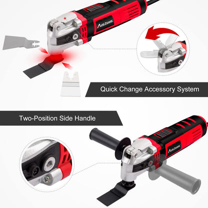 AVID POWER Oscillating Tool, 3.5-Amp Oscillating Multi Tool with 4.5° Oscillation Angle, 6 Variable Speeds and 13pcs Saw Accessories, Auxiliary - WoodArtSupply