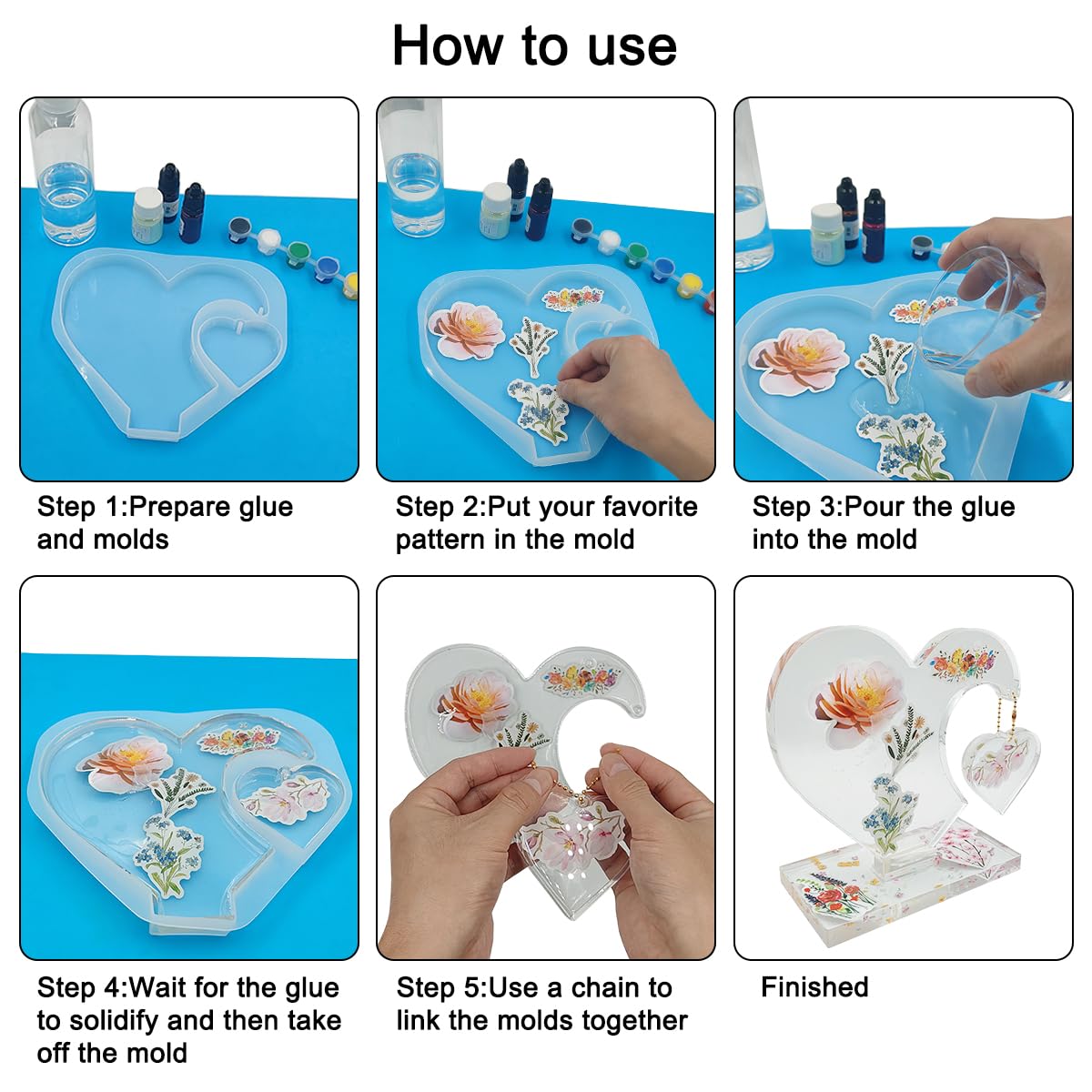 2 Set 3D Photo Frame Resin Molds, FineGood Heart Shape Silicone Molds for Resin, DIY Personalised Picture Frame Epoxy Resin Moulds Art Craft for FineGood