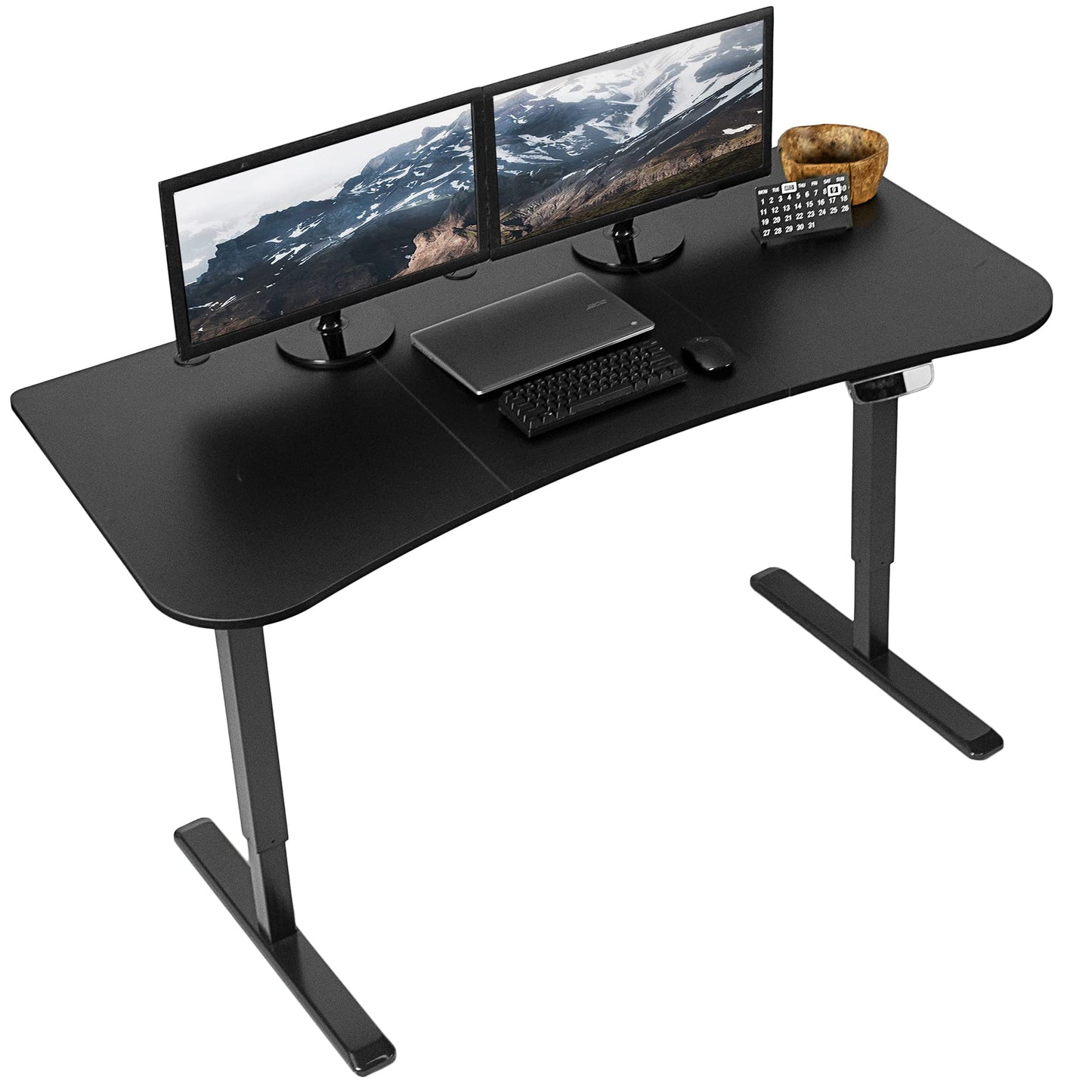 VIVO Electric Height Adjustable 63 x 32 inch Memory Stand Up Desk, Black Table Top, Black Frame, Touch Screen Preset Controller, 2E Series,