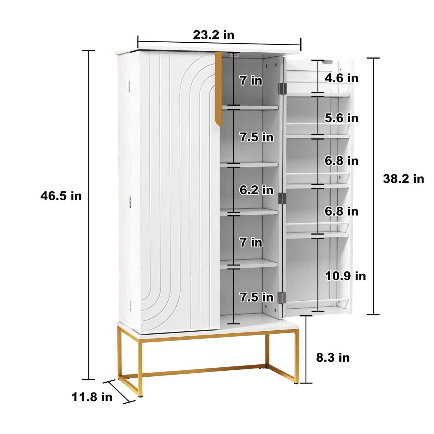 HOLTICO 46.5'' Accent Wood Kitchen Pantry with Doors, Pantry Storage Cabinet with Adjustable Shelves, Food Pantry Cabinet for Kitchen, Dining Room, - WoodArtSupply