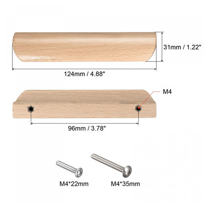 uxcell Wood Pull Handles, 4.88" 5Pcs Wooden Drawer Unfinished Knobs Pulls for Kitchen Furniture Drawer Wardrobe Cupboard with Screws - WoodArtSupply