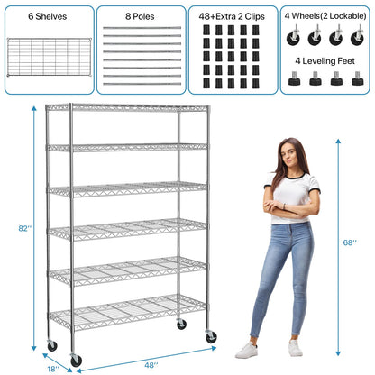 Meet perfect Adjustable Storage Shelves 6 Tier Wire Shelving Unit and Storage, 2100lbs Capacity Metal Shelving Heavy Duty Garage Shelves Storage - WoodArtSupply