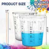 24 Pcs 64 oz 1800 ml Paint Measuring Cups Mixing Cups with Graduated and 20 Pcs Paint Mixing Sticks Plastic Disposable Resin Automotive Epoxy Mixing Roshtia
