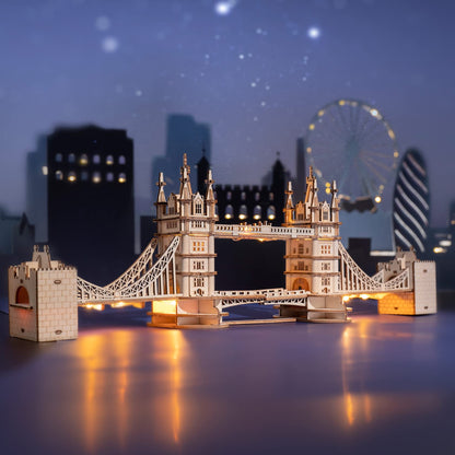 Rolife 3D Wooden Puzzles DIY London Tower Bridge Craft Model Kits for Adults to Build Birthday Gfit for Friends and Family - WoodArtSupply