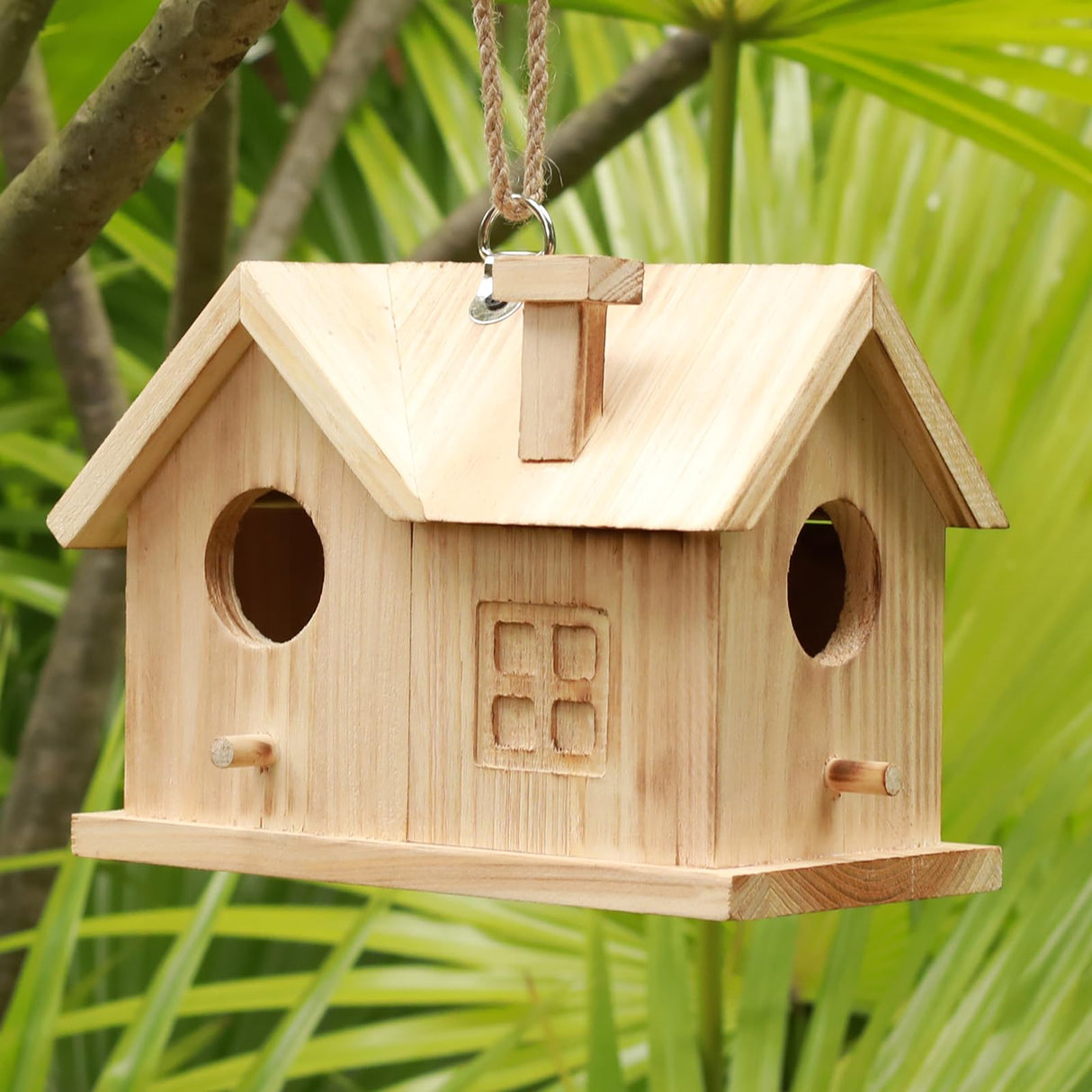 Bird House Outdoors Hanging Bird House for Outside - Unfinished Wooden Birdhouse for Painting - Sheltered Warm Place for Small Birds Bluebird House- STARSWR