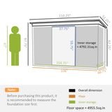 Outsunny 9' x 4' Outdoor Storage Shed, Galvanized Metal Utility Garden Tool House, 2 Vents and Lockable Door for Backyard, Bike, Patio, Garage, Lawn, Outsunny