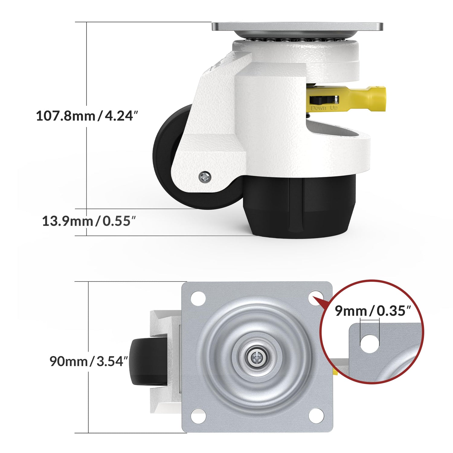 HOLKIE Leveling Casters with Ratchet Handle Design Casters Set of 4 Total Capacity 4400 Lbs Heavy Duty Industrial Casters with Adjustable Leveling HOLKIE
