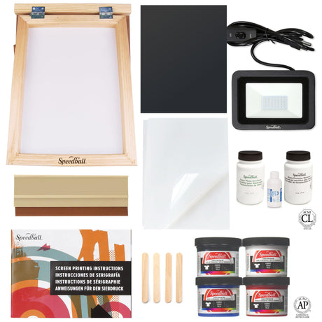 Speedball Advanced All-in-One Silk Screen Printing Kit, (19-Piece) Includes Ink, Frame Base, UV Exposure Light Speedball