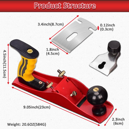 Hand Planer with Replacement Blade for Woodworking, Wood Plane Universal 2 Inch Bench Plane for DIY Door Installation Woodworking Trimming