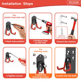 WALMANN 12PCS Garage Storage Hooks, Wall Mount Utility Hooks for Tools, Ladders, Cords, Folding Chairs, Shovels and Rakes, Shelving Hooks for Keyhole WALMANN