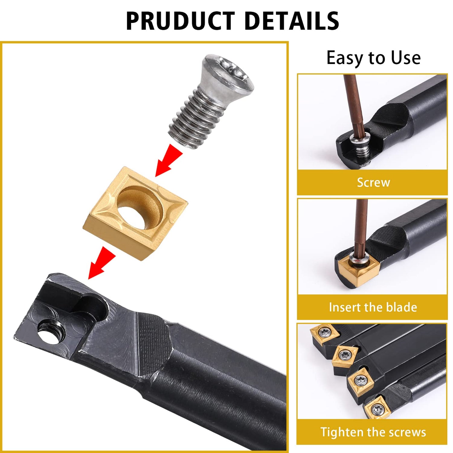 VerLich Lathe Turning Tools,S12M SCLCR09/SCLCR1212H09/SCLCL1212H09/SCMCN1212H09 Boring Bar Turning Tool Holder With 10pcs CCMT09T304 Inserts VerRich