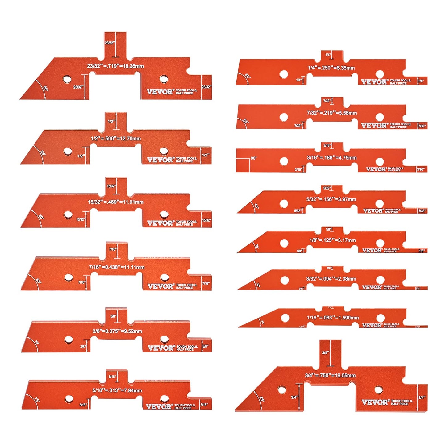 VEVOR Router Table Setup Bars, 14 pcs, Precision Aluminum Setup Blocks Height Gauge Set, with Laser Engraved Size Markings Storage Case, Measuring - WoodArtSupply