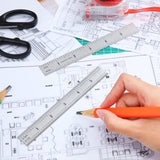 Ctosree 12 Pcs Engineer Metric Ruler with Inch Graduations 1/8, 1/16, 1/32, 1/64'' Machinist Ruler Millimeter Ruler Woodworking Ruler Stainless Steel Ctosree