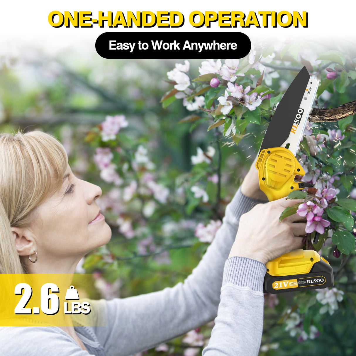 Mini Chainsaw, RLSOO 6-Inch Electric Chainsaw Cordless, Portable Small Handheld Chain Saw for Wood Cutting, Tree Trimming, Courtyard, Household, and RLSOO