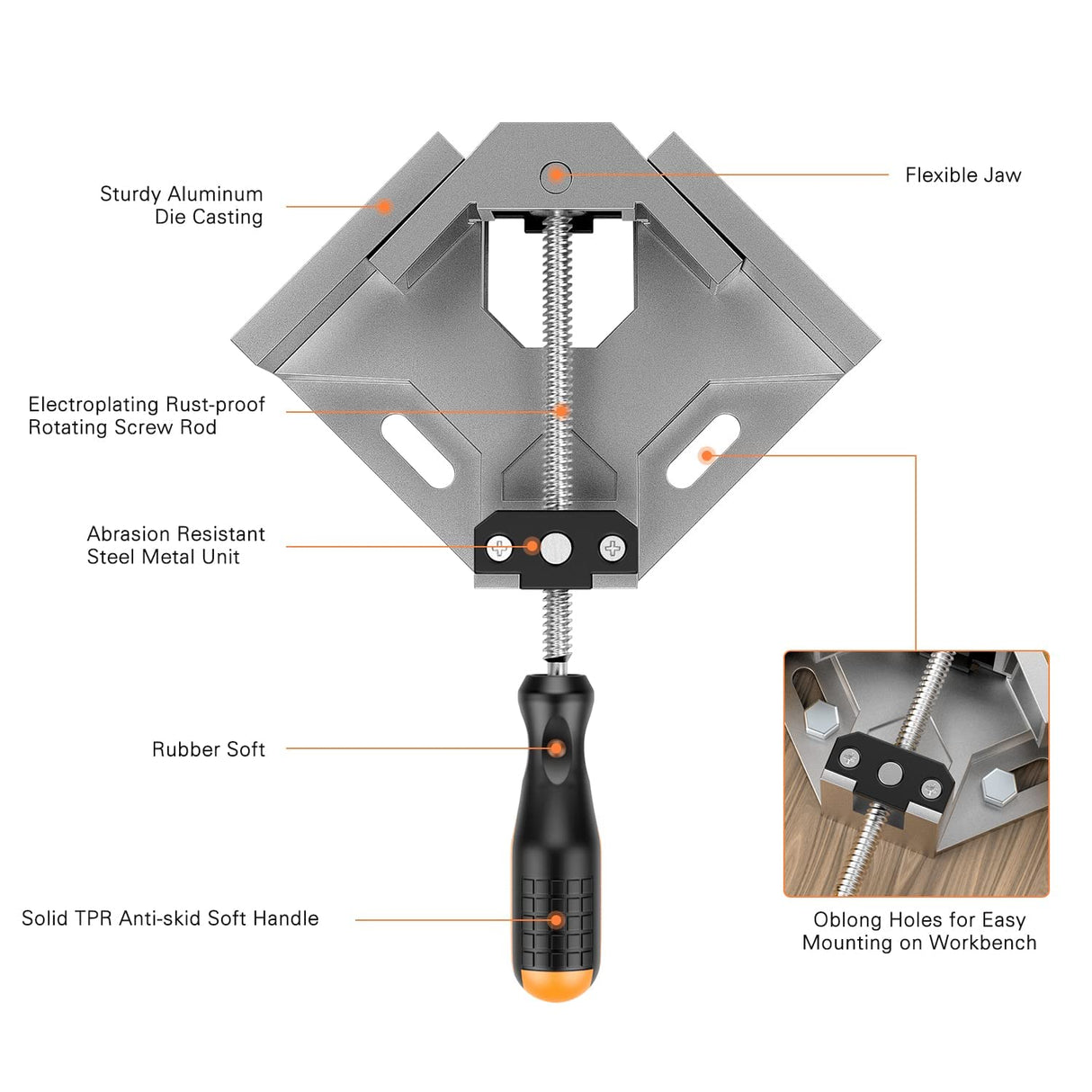 Right Angle Clamp, Housolution [4 PACK] Single Handle 90° Aluminum Alloy Corner Clamp, Clamps for Woodworking Adjustable Swing Jaw, Woodworking Tools Housolution