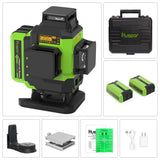 Huepar 4x360 Laser Level Self-leveling 16 Lines Green Beam 4D Cross Line Tiling Floor Tool-2 x 360 Horizontal & 2 x 360 Vertical Laser Lines with Two Huepar