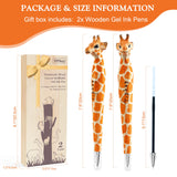 VIPbuy 2 Count 100% Handmade Wood Carved Gel Ink Pens -Novelty Refillable Writing Pens Office School Supplies Birthday Christmas Gift, Giraffe VIPbuy