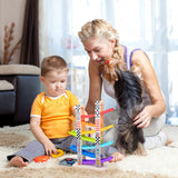 WOOD CITY Toddler Toys for 1 2 3 Years Old, Wooden Car Ramp Racer Toy Vehicle Set with 7 Mini Cars & Race Tracks, Montessori Toys for Toddlers Boys WOOD CITY