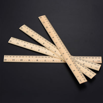 12 Pack Wood Ruler Student Rulers Wooden School Rulers Office Ruler Measuring Ruler, 2 Scale (12 Inch and 30 cm) - WoodArtSupply