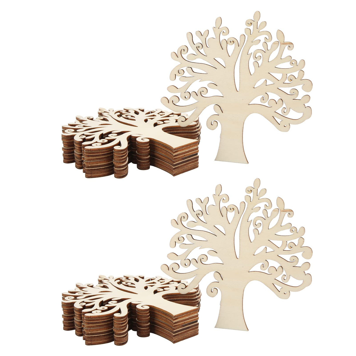 20pcs Blank Wooden Family Tree, Wood Cutout Unfinished Wood Crafts Tree Embellishments for Family Tree Weddings Christmas Ornaments HERCHR