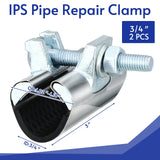 Tandefio 2 Pcs IPS Pipe Repair Clamp 304 Stainless Steel Pipe Clamp Patching and Repairing Leaky Pipes 3 Inch Length Suitable for Copper Pipes Tandefio