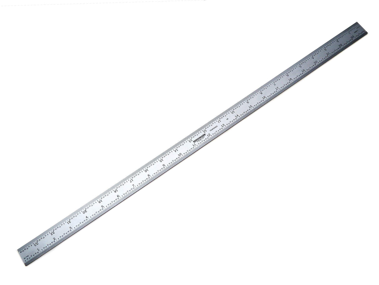 Benchmark Tools 466477 24 inch Combination Square Blade Ruler 4R Markings 1/8, 1/16, 1/32, 1/64 Stainless Steel Non-Glare Satin Chrome Finish Benchmark Tools