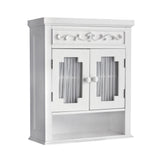 Elegant Home Fashions Lisbon Removable Wooden Wall Cabinet with Drapery-Lined Doors, White Teamson Home
