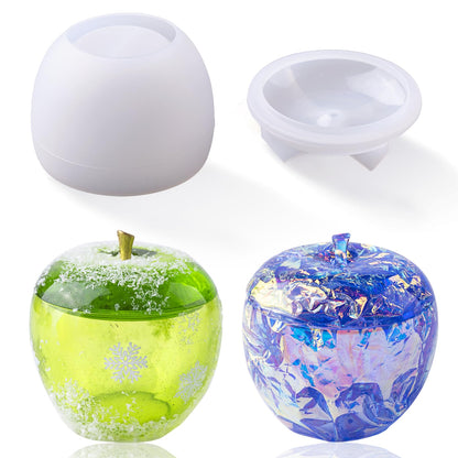 LET'S RESIN Resin Molds Jar, Apple Shaped Life-Size Silicone Jar Molds for Resin with Lid Stem, Fruit Ornaments Epoxy Resin molds for Resin Crafts,
