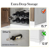 Kitchen Pantry Cabinet, Farmhouse Sideboard Buffet Cabinet with Charging Station and LED Light, Freestanding Kitchen Hutch Storage Cabinet with NEWOWNDS