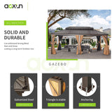 Aoxun 12' X 20' Permanent Hardtop Gazebo Aluminum Gazebo with Galvanized Steel Double Roof for Patio Lawn and Garden, Curtains and Netting Included, Aoxun