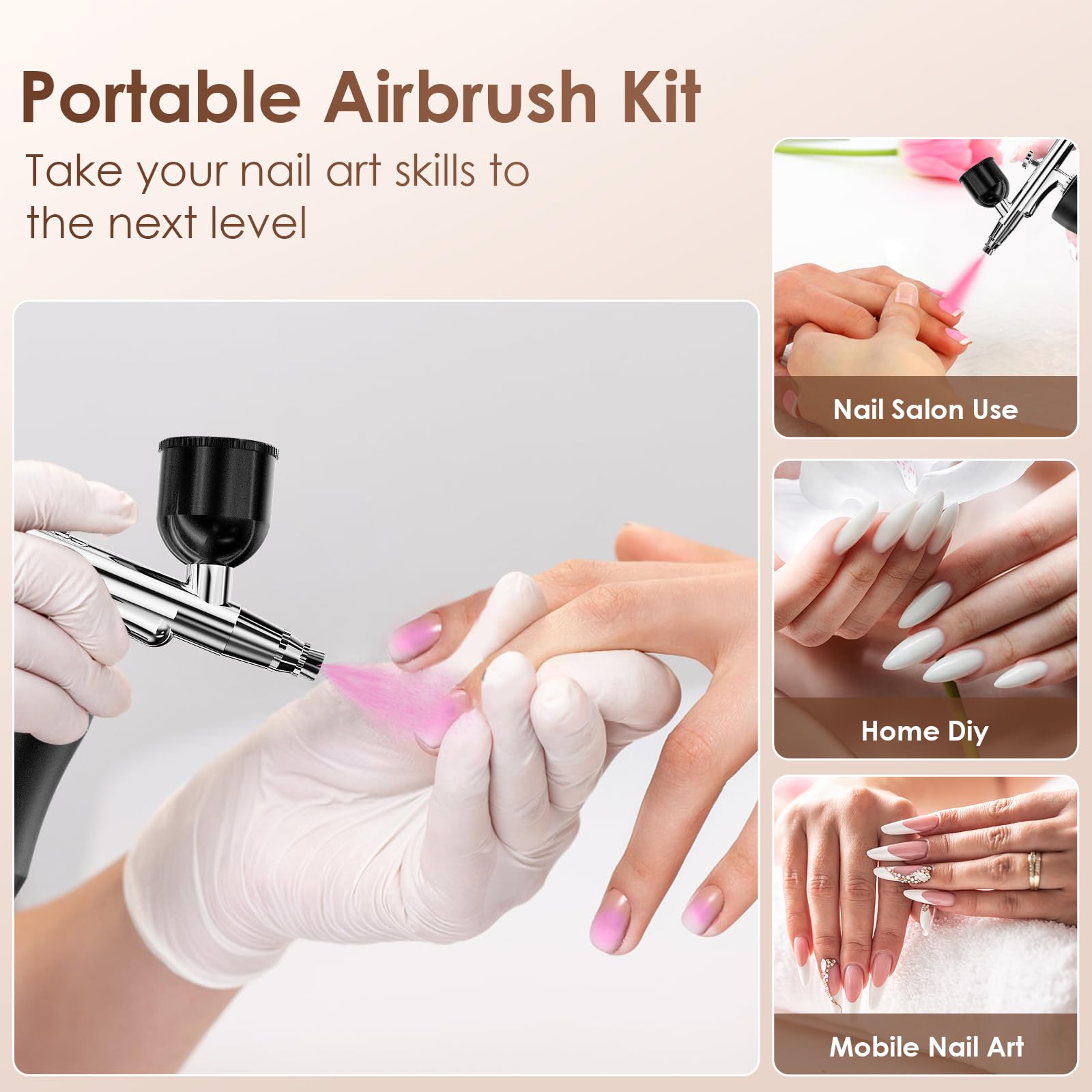 Airbrush-Kit Rechargeable Cordless Airbrush Compressor - Auto Handheld  Airbrush Set, Portable Wireless Air Brush For Barber, Nail Art, Cake Decor,  Makeup, Model Painting