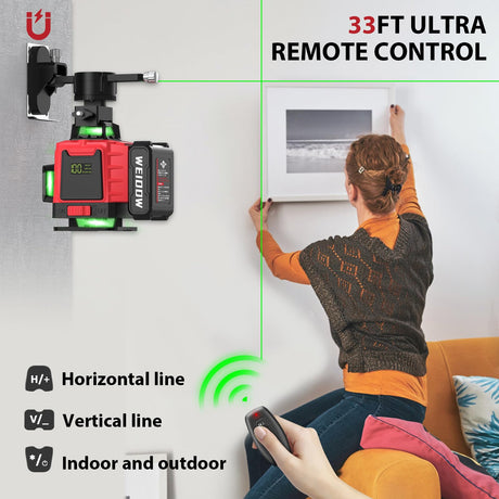 16 Lines Laser Level 360 Self Leveling - Accurate 4×360 Laser Level Line Tool for Easy Measurements - Ideal for Professionals - Durable and WEIDDW