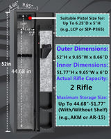 KAER Gun Safes Rifle Digital Quick Access Firearm Safe with 180-Degree Full Access Door and Removable Shelf for 2 Home Rifles with Pistols Rack KAER