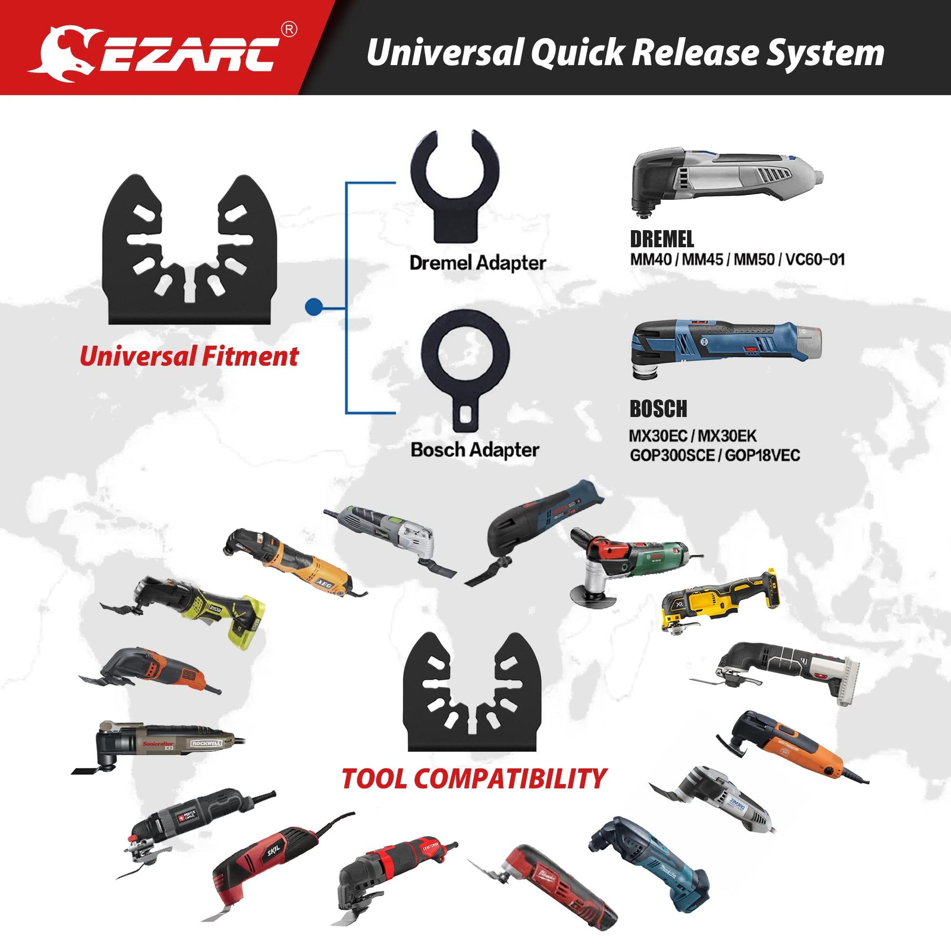 EZARC Oscillating Multitool Blades Titanium, 2PCS Semi Circle Flush Cut Oscillating Saw Blades for Wood Metal Nails Screws Cutting, Universal Quick - WoodArtSupply