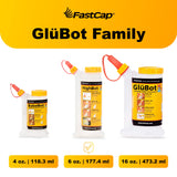 FastCap 6oz Glue Bottle, with 2-Chamber No-Drip System. Each Bottle Comes with 2 Replaceable Tips. FastCap