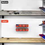 TORACK Wall-Mounted Storage Bins - 8 Plastic Bins & 2 Metal Tracks for Tools Organization in Garage, Craft Room, and Shop TORACK