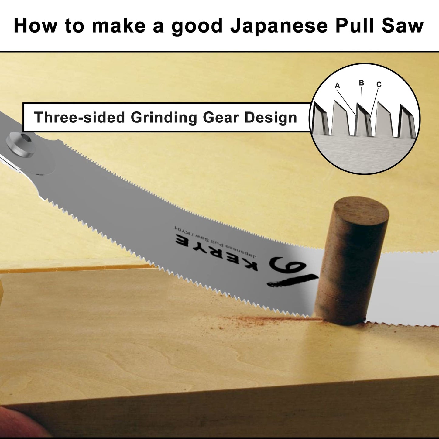 KERYE Japanese Pull Saw 9.5 Inch, Hand Saw with Double Edges of 10/17 TPI and Replaceable Blade, Ryoba Flush Cut Saw, Sharp and Light Woodworking - WoodArtSupply