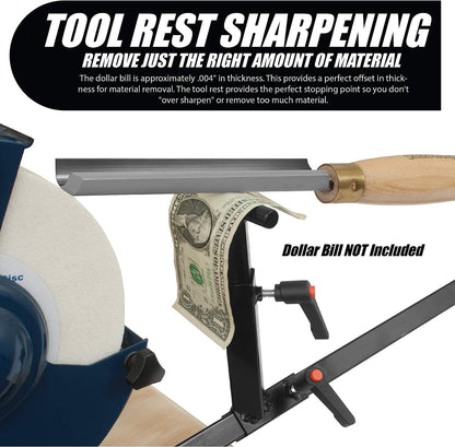 Pro Grind Sharpening System for 6 Inch Grinders to Sharpen Lathe Turning Tools, Chisels, Skews, Bowl Spindle Gouges • Includes Setup Blocks and Quad