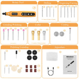 GINELSON Cordless Rotary Tool, 2000 mAh Battery Pack, 5-Speed and USB-C Charging Rotary Tool Kit with 64 Accessories, Multi-Purpose 3.7V Power Rotary GINELSON