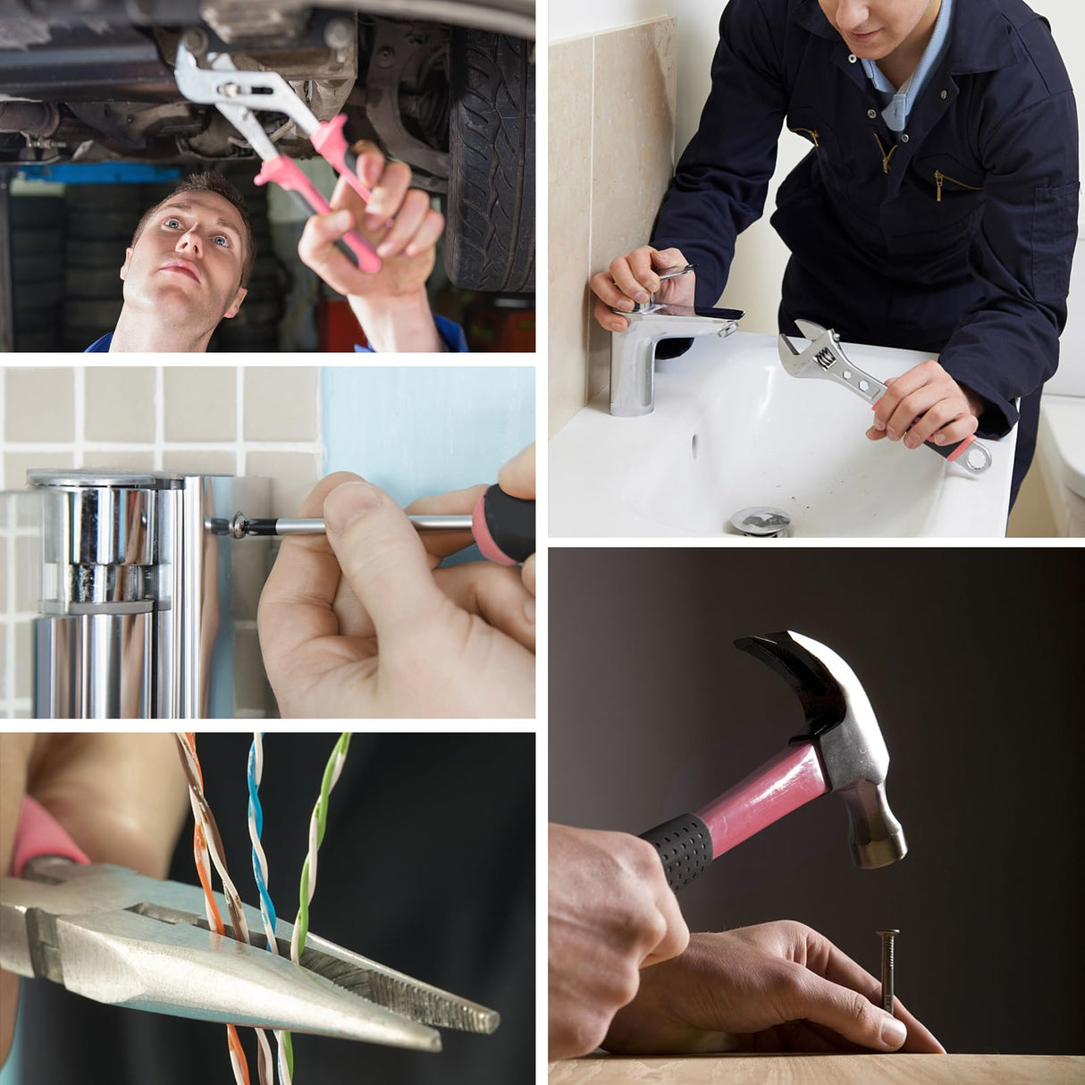 COMOWARE 169Pcs Home Tool Kit with Drill, Pink Drill Set for Women, Lady's Home Repairing Tool Kit with 20V Power Drill, with a Large-Capacity Tool COMOWARE